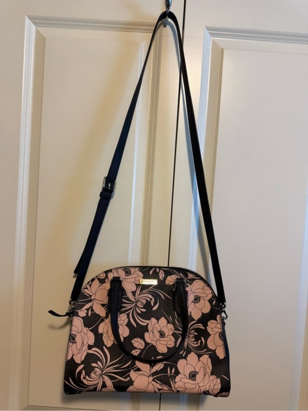 NWT kate spade Black & Blush Floral Dome Satchel